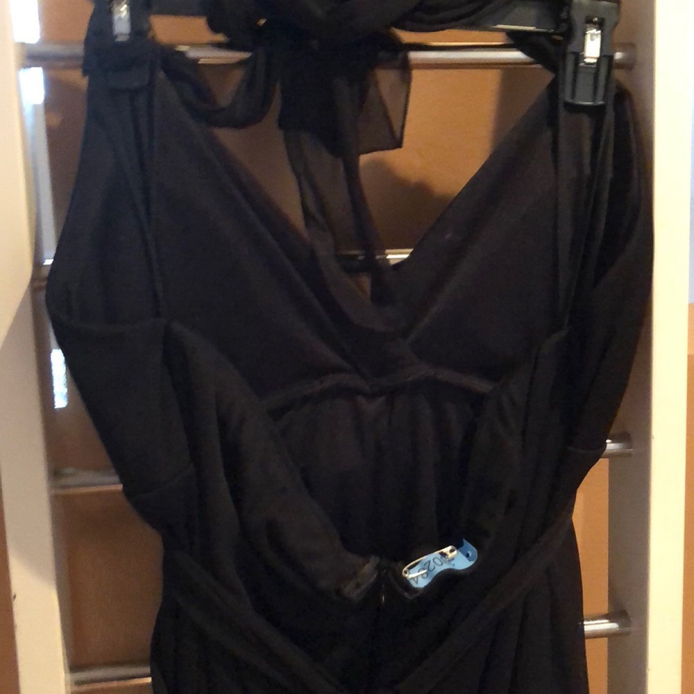 FIESTA Black Chiffon Halter Ampere Embellished Gown - Picture 5 of 8